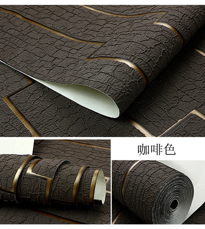 Dark Velvet Wallpaper Coffee Color 3D Thickened TV Background Wall Living Room Non-woven Non-self-adhesive Simple Wall Sticker