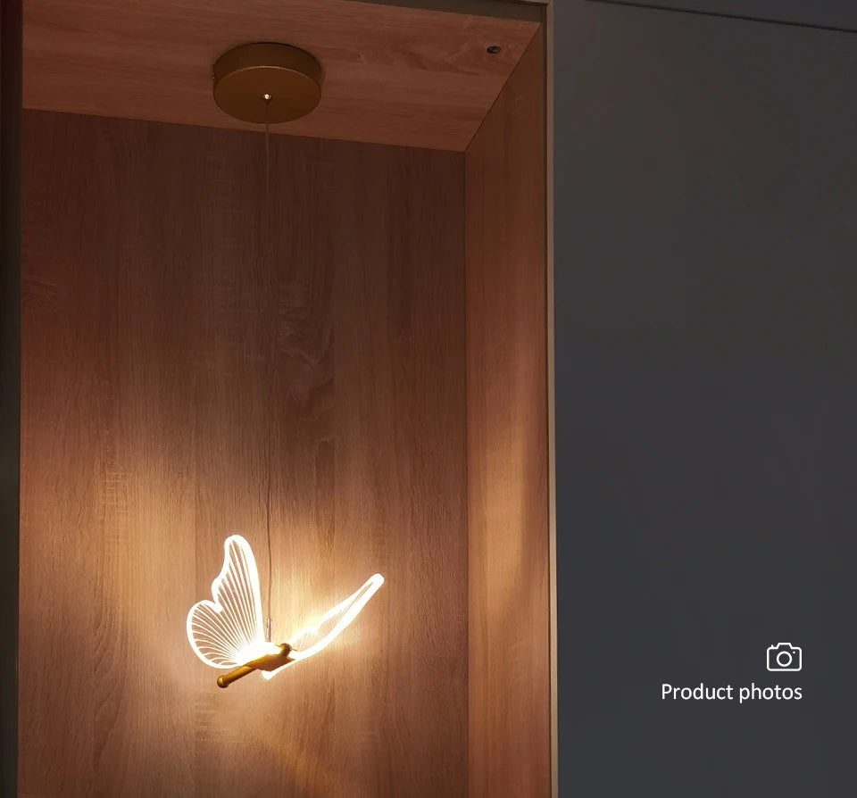 Butterfly Chandelier LED Ceiling Pendant Light Hanging Lamp Dining Living Room For Home Decora Indoor Lighting Bedroom Luminaire