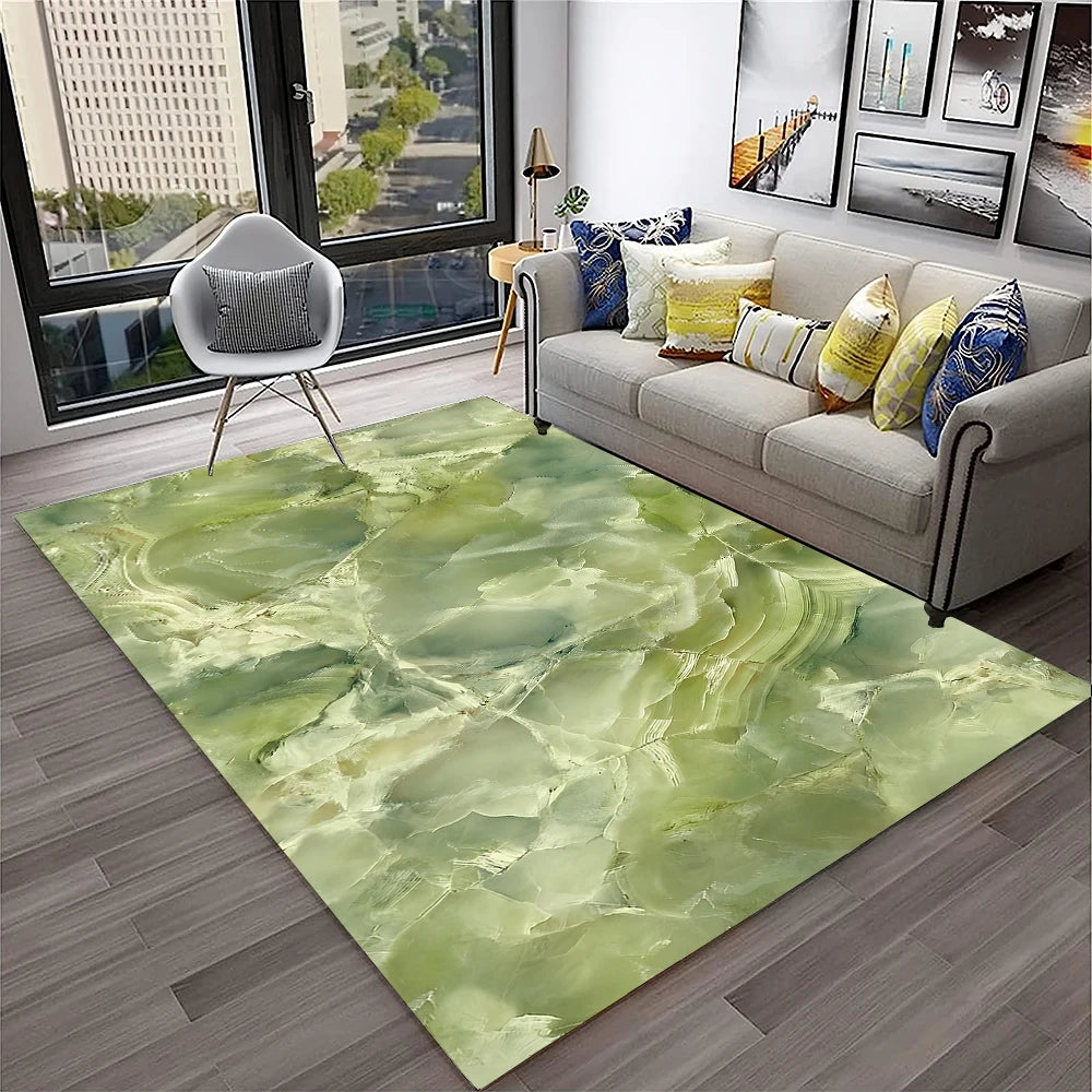 Luxurious Black Green Gold Colour Marble 3D Carpet Rug for Home Living Room Sofa Doormat Decor,kids Area Rug Non-slip Floor Mat
