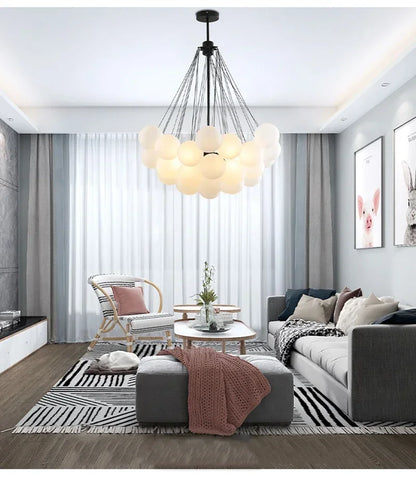 Nordic Bubble Glass Chandelier for Living Dining Table Room Decoration Frosted Glass Gold Black LED Ceiling Pendant Light