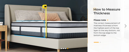 Vesgantti 11 Inch Pocket Sprung Mattress with Breathable Foam and Individually Pocket Spring - Medium, Luxury Box Top Collection