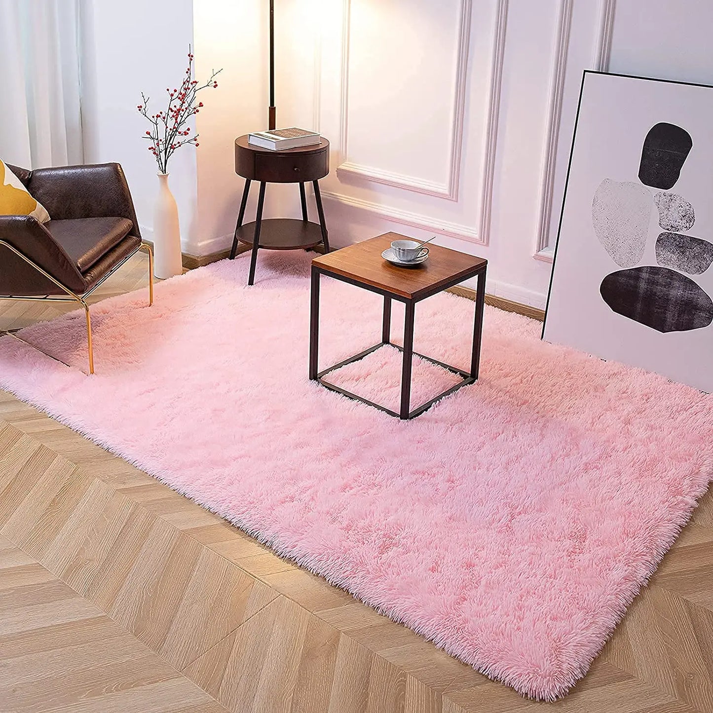 Soft Shaggy Carpet Living Room Fluffy Children Rugs Large Beige Plush Area Rug for Bedroom Kids Room Nursery Modern Home Decor