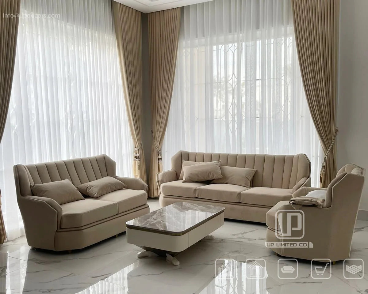 Modern popular light luxury leather full leather villa home improvement living room sofa 1 + 2 + 3 sofa combination set