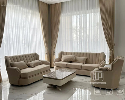 Modern popular light luxury leather full leather villa home improvement living room sofa 1 + 2 + 3 sofa combination set