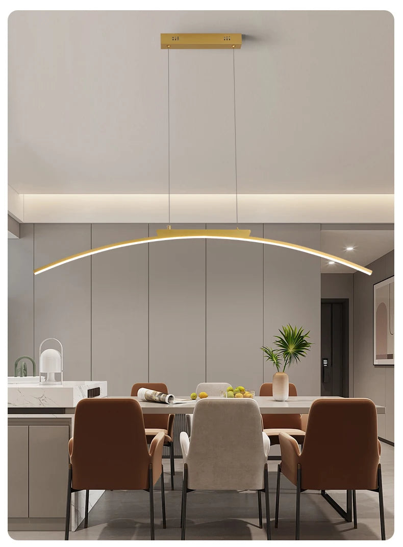 Pendant Light Nordic Chandelier Interior Décor Strip Curved Bridge LED Hanging Lamp Bedroom Living Room Home Lighting Fixtures