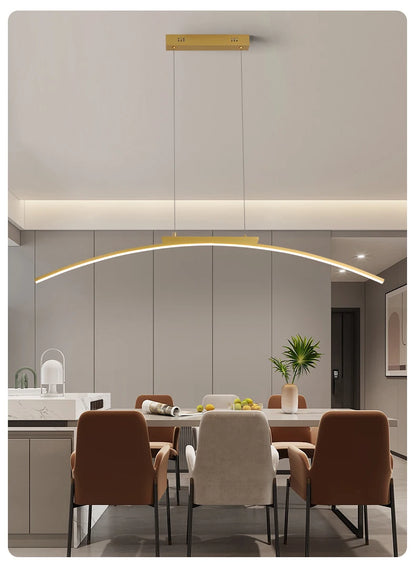Pendant Light Nordic Chandelier Interior Décor Strip Curved Bridge LED Hanging Lamp Bedroom Living Room Home Lighting Fixtures