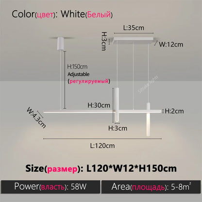 New restaurant chandelier modern simple dining room table bar lights long strip spotlight creative designer pendant lamps