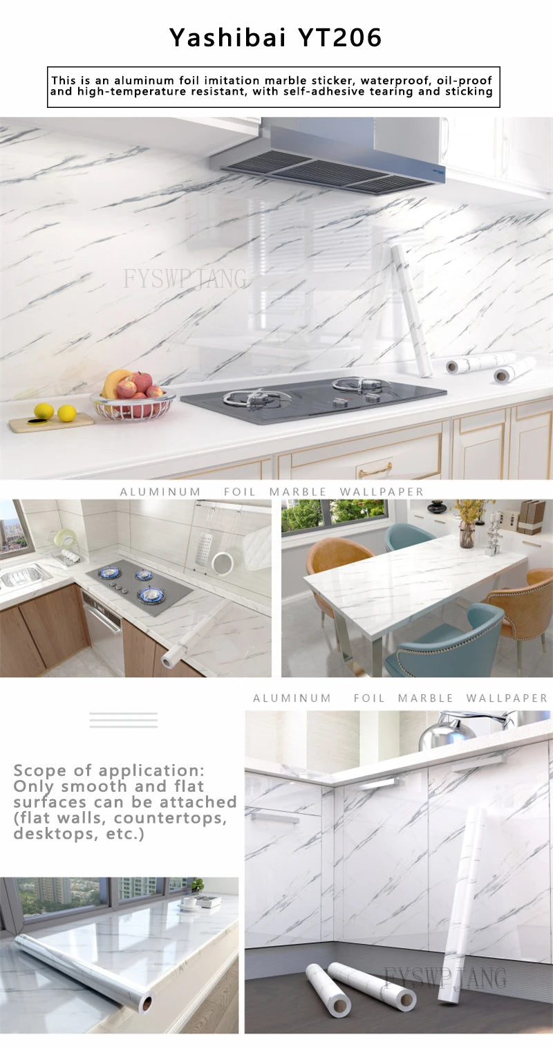 40cm Width Marble Self Adhesive Wallpaper Vinyl Wall Stickers Waterproof Contact Paper For Kitchen Decorative Film Home Decor
