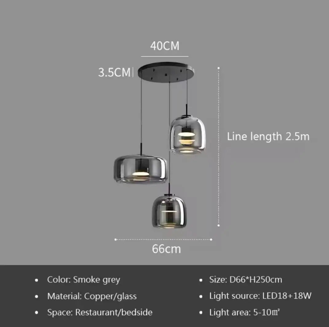 Glass LED Pendant Light for Kitchen, Restaurant, Hanging Lamp, Modern Bedroom, Bedside Shop Decoration, Ceiling Chandeliers, Lustres Decor