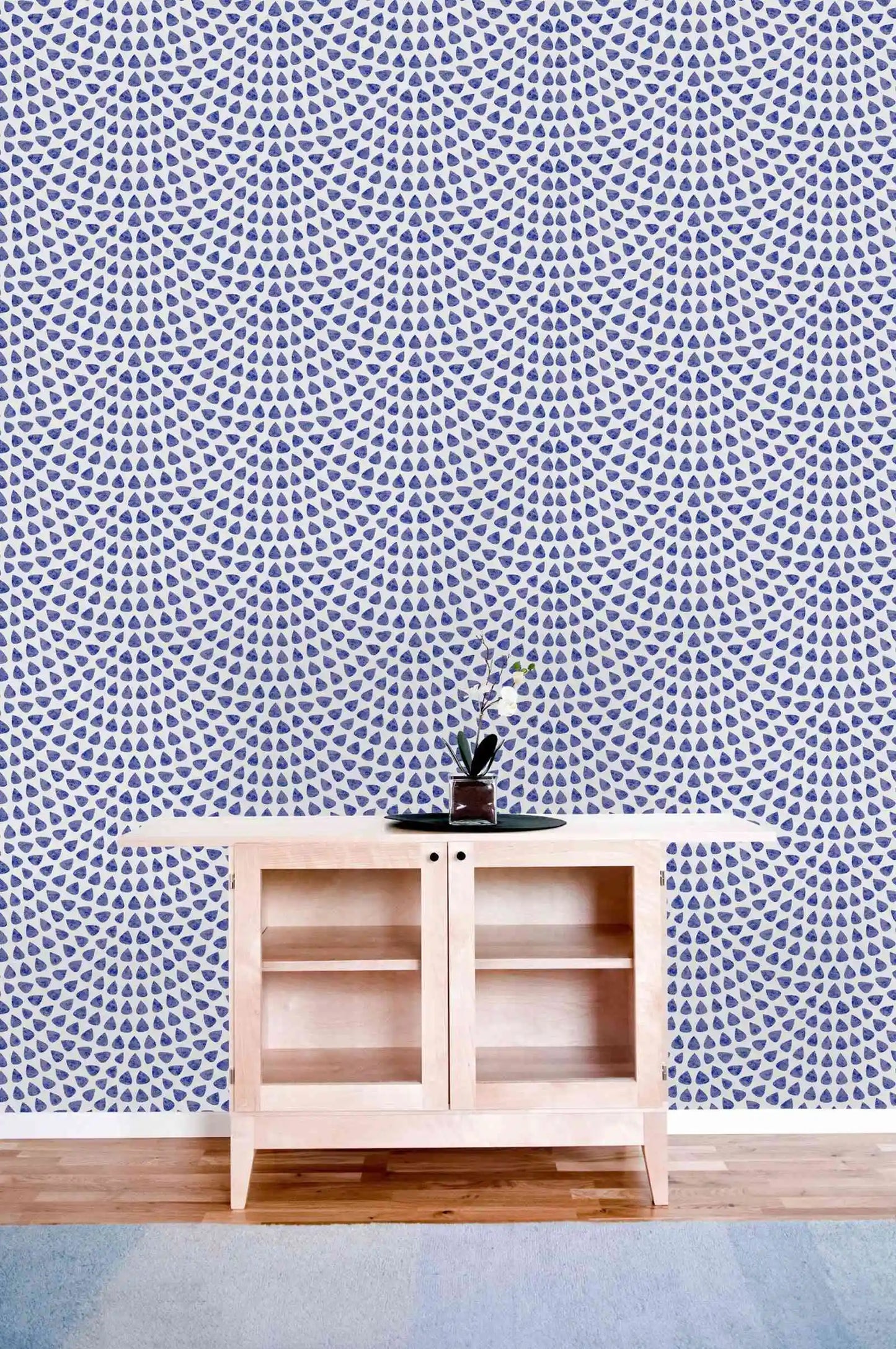Blue drop-shaped Wallpaper ,Blue  Fish Scale Wall Paper Mural,Peel and Stick  Wall Papers  Roll  On White Background