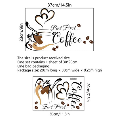 Coffee Cup Pattern Wall Stickers DIY Cafe Restaurant Living Room Home Decoration Self-adhesive Hand Carved Kitchen Wallpaper