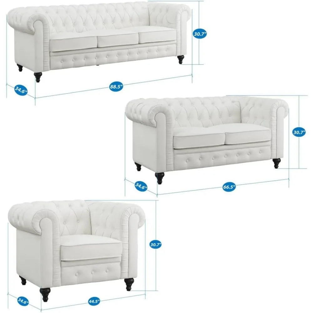 Sofa Set Living Room Chair Juegos Leather Couch Sofa Chair for Bedroom Modern Chesterfield Tufted Leather Chair Leather Sofas