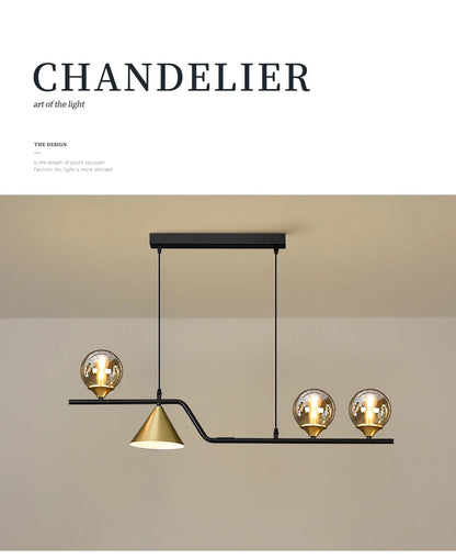 Nordic Black LED Chandelier For Living Room Kitchen Modern Home Indoor Ceiling Lighting Fixtures Glass Ball E14 Hanging Lamps