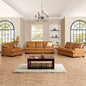 Genuine Leather Sofa - Set of 3 Luxurious Comfort, Goose Feather Cushion Filling, Square Arm Design, Sturdy Block Legs