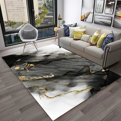 Luxurious Black Green Gold Colour Marble 3D Carpet Rug for Home Living Room Sofa Doormat Decor,kids Area Rug Non-slip Floor Mat