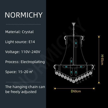 Luxury Living Room Crystal Chandelier Staircase European-Style Large Chrome Chandelier Hotel Lobby Villa High Ceiling Lighting