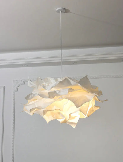 Handmade DIY Pendant Lamps for Restaurant Cloth Shop Lighting White Paper Hanging Light for Ceiling Luminaire E27