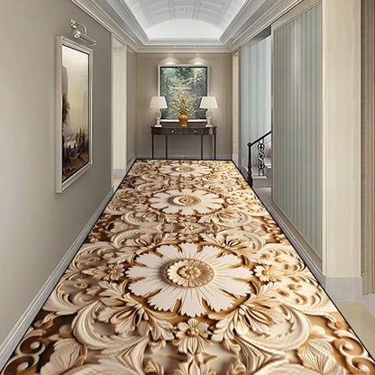 Luxury Long Corridor Carpet Non-slip Stairway Rug European Style Stairs Hallway Carpet Washable Runner Customizable Aisle Rug