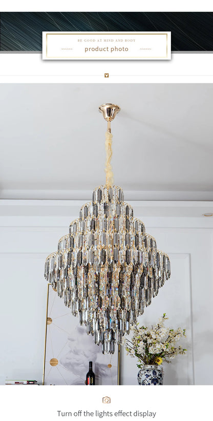 Designer LED Light Luxury Villa Main Hall Crystal Chandelier Luxury Hotel Restaurant Sales Office Custom Lights Pendant lights