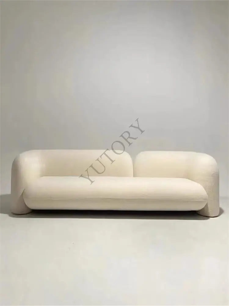 Italian minimalist double three-person small apartment living room sofa lambswool fabric leisure sofa