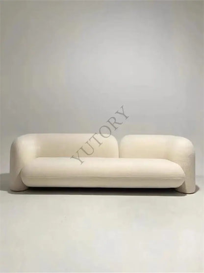 Italian minimalist double three-person small apartment living room sofa lambswool fabric leisure sofa