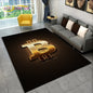 3D Bitcoin Virtual Currency Area Rug Large, Carpet Rug for Living Room Bedroom Sofa Playroom Doormat Decor, Kid Non-slip Floor Mat