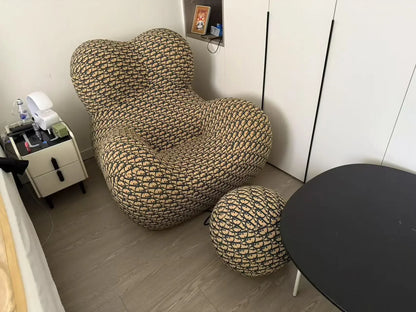 Luxury Mom's Embrace Bean Bag Sofa with Ottoman Modern Striped Cozy Seating for Living Room Bedroom Lounge Chair Decor Furniture