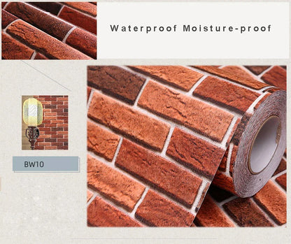 Red Brick Moisture-Proof Waterproof Renovation Sticker PVC Self-Adhesive Room Decoration Bedroom Study Background Wall Wallpaper