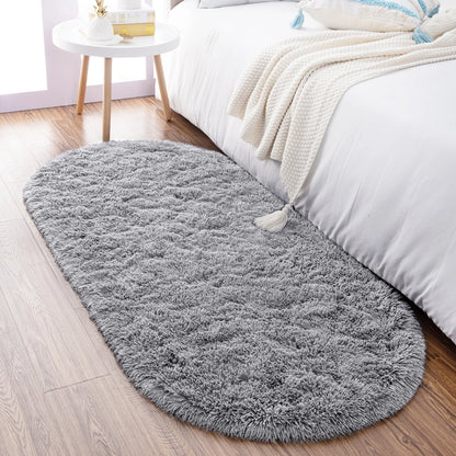 Thicken Faux Fur Area Rugs Oval fluffy Long Hair Carpet Floor mats plush Soft door Mat bedside carpets for bedroom living room