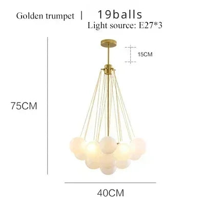 Nordic Bubble Glass Chandelier for Living Dining Table Room Decoration Frosted Glass Gold Black LED Ceiling Pendant Light