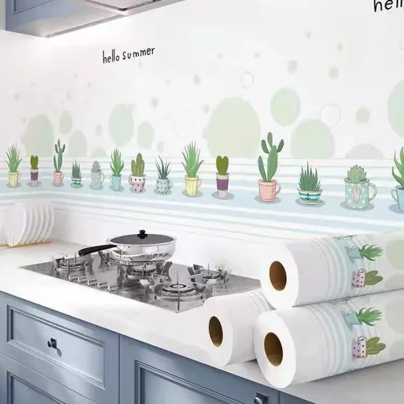 Kitchen Stove Oil-proof Sticker Waterproof High Temperature Resistant Wallpapers Kitchen Decoration Self Adhesive Contact Paper