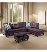 Cars Sofa for Living Room Set 3 Piece Modern Decor Loveseat Set with Arms and Nailhead,Includes Couch and A