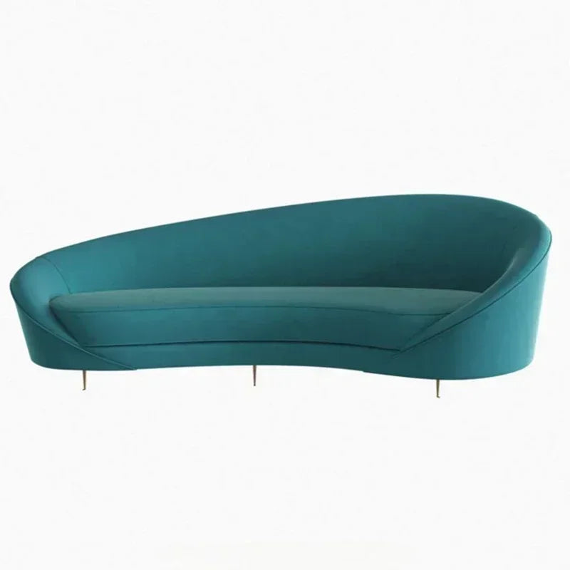 Curved Sofa, Light Gray Color, Fabric Sofa, Modern Minimalist Design, Irregular-shaped Double-person and Triple-person Sofa