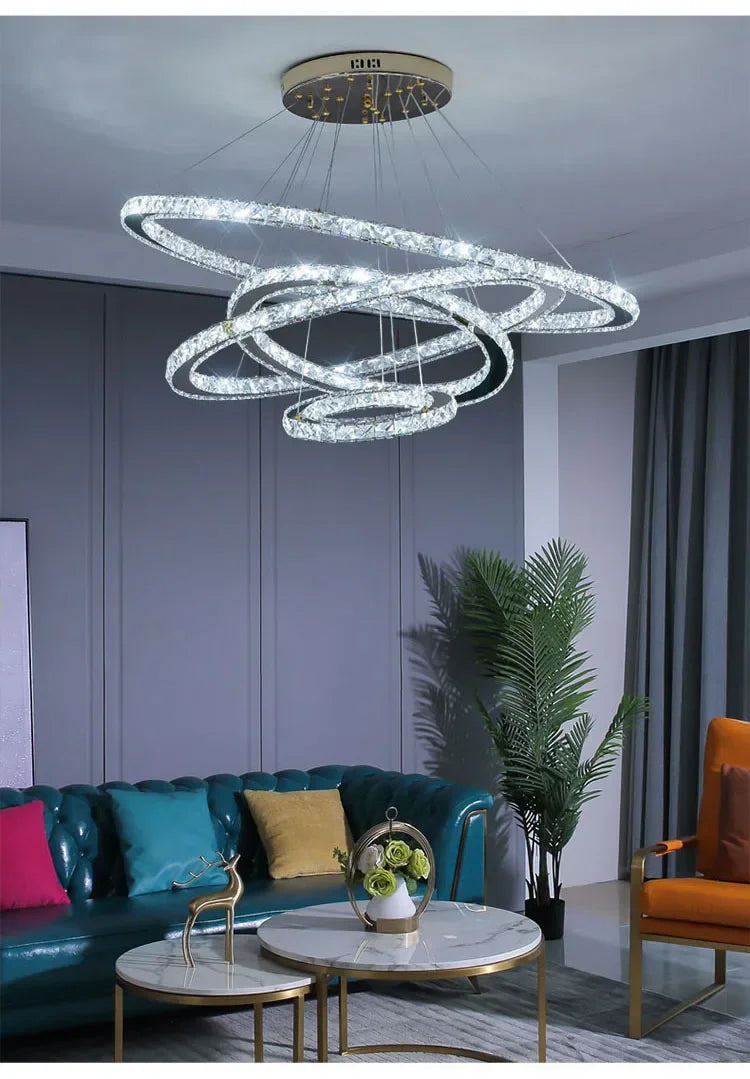 2024 Modern Crystal Ceiling Hanging Chandeliers for Living Dining Table Room Bedroom Lamps Home Decorations Pendant Light Lustre