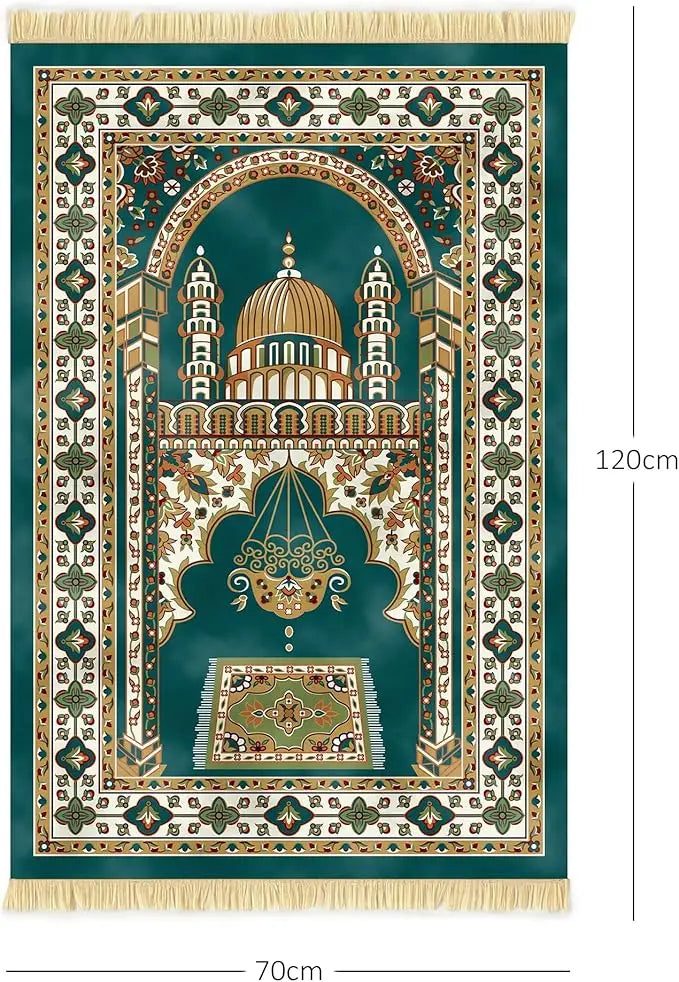 Nicoman Muslim Prayer Rug with Elegant Design | Janamaz | Sajadah | Soft Islamic Carpet Mat, Thick Velvet Fabric