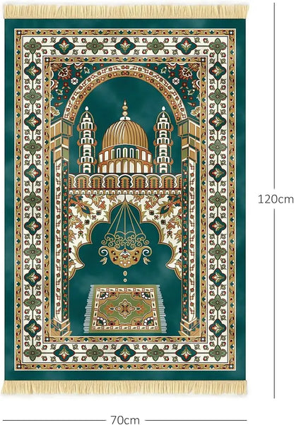 Nicoman Muslim Prayer Rug with Elegant Design | Janamaz | Sajadah | Soft Islamic Carpet Mat, Thick Velvet Fabric