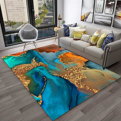 HD Colour Fluid Irregular Illusion Marble 3D Carpet Rug for Home Living Room Sofa Doormat Decor,kids Area Rug Non-slip Floor Mat