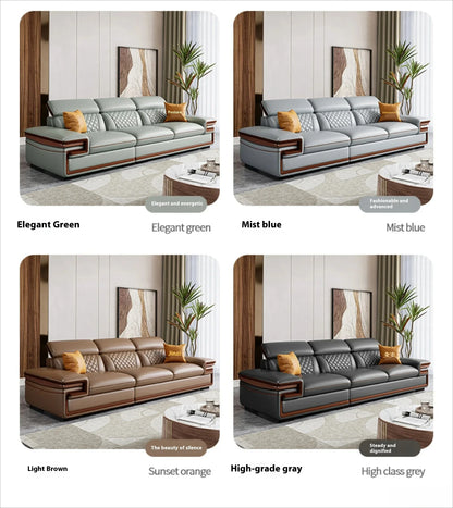 MINGDIBAO Premium Italian Genuine Leather Sofa Set for Living Room with Adjustable Headrests, Bluetooth Speaker, Wireless Charge