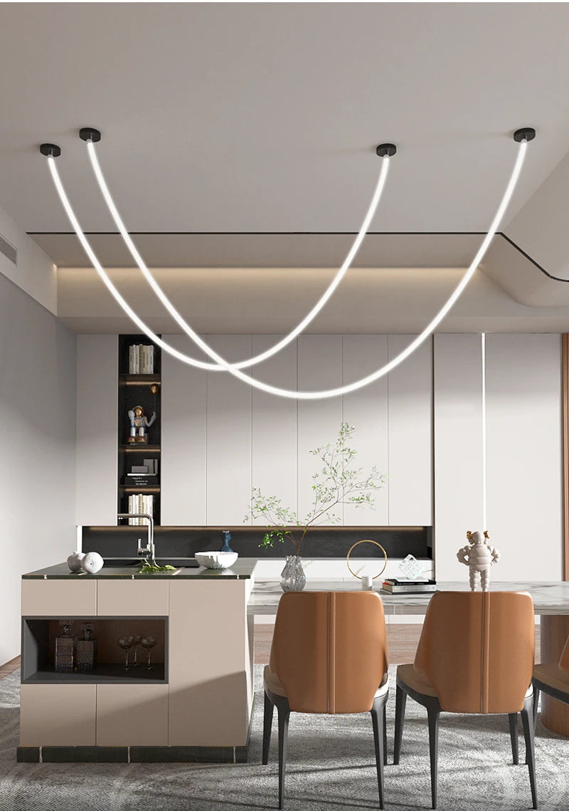 Nordic Hose Led Chandelier for Dining Living Room Center Table Kitchen Bedroom Pendant Lamp Minimalist Decor Lighting Lusters