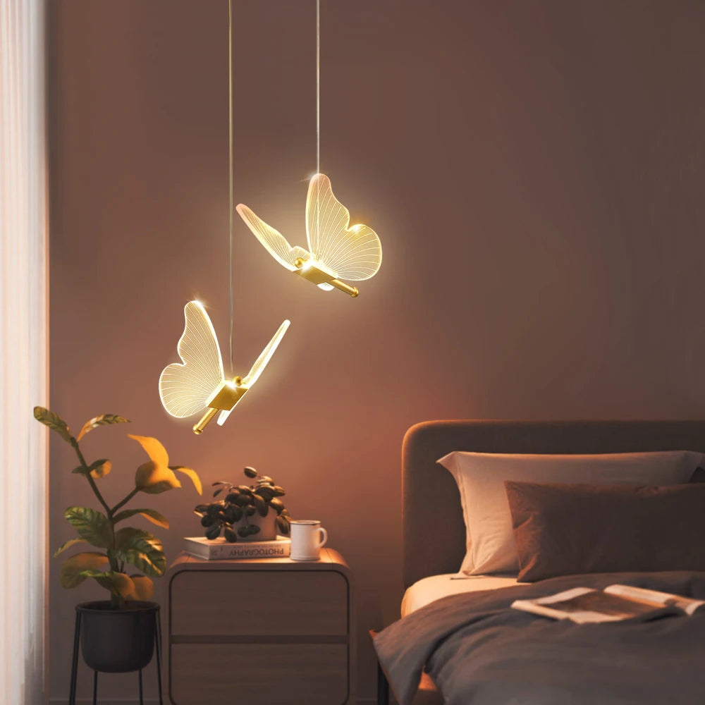 Butterfly Chandelier LED Ceiling Pendant Light Hanging Lamp Dining Living Room For Home Decora Indoor Lighting Bedroom Luminaire