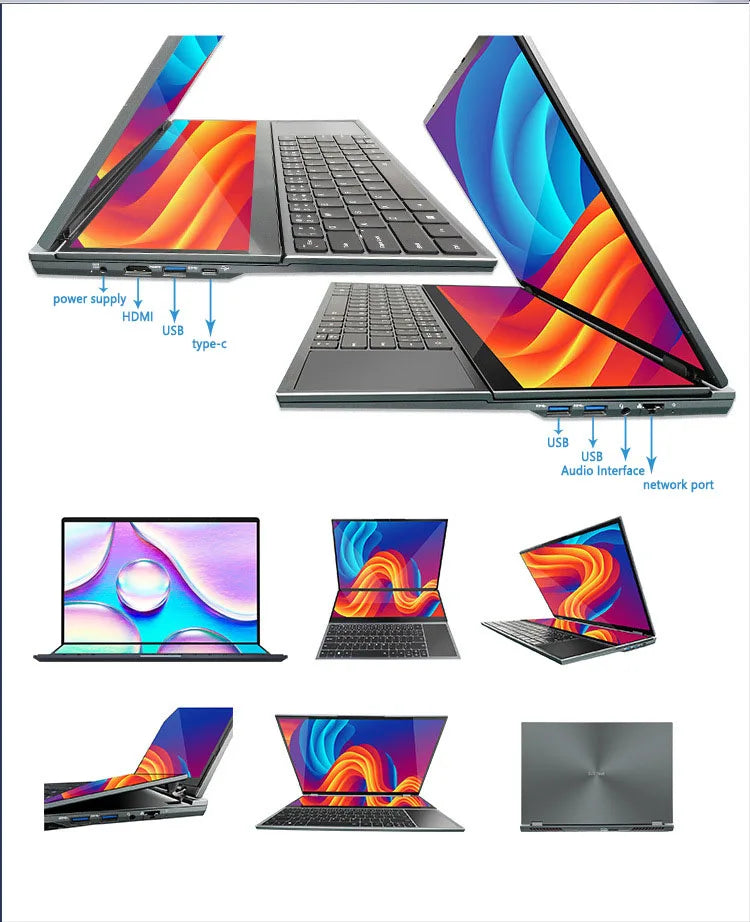 16+14 Dual Screen Touch Intel Core i7-9750H Gaming Business Laptop RAM 64GB SSD 4TB Backlight 6-Core 12 Thread DDR4 HD 4.5GHz