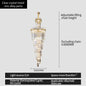 Post-Modern Duplex Villa Hall Crystal Chandelier Simple Light Luxury Jump Floor Floor Rotating Hollow Long Strip Crystal Chandel