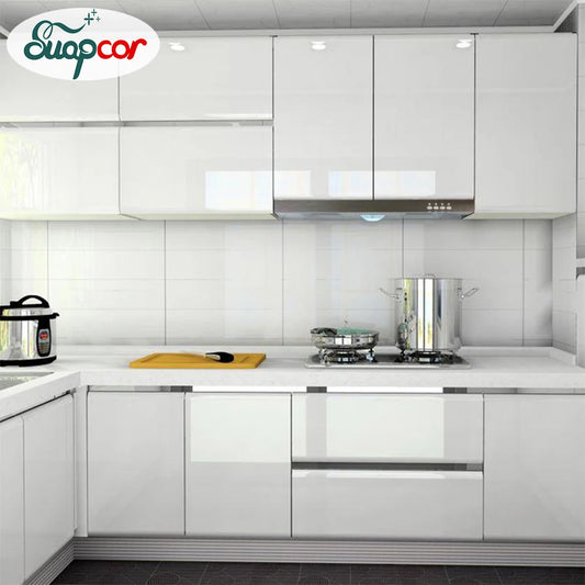PVC Waterproof Oil-Proof Wallpaper White Self-Adhesive Kitchen Cabinet Table Top Old Furniture Renovation Color Change Stickers