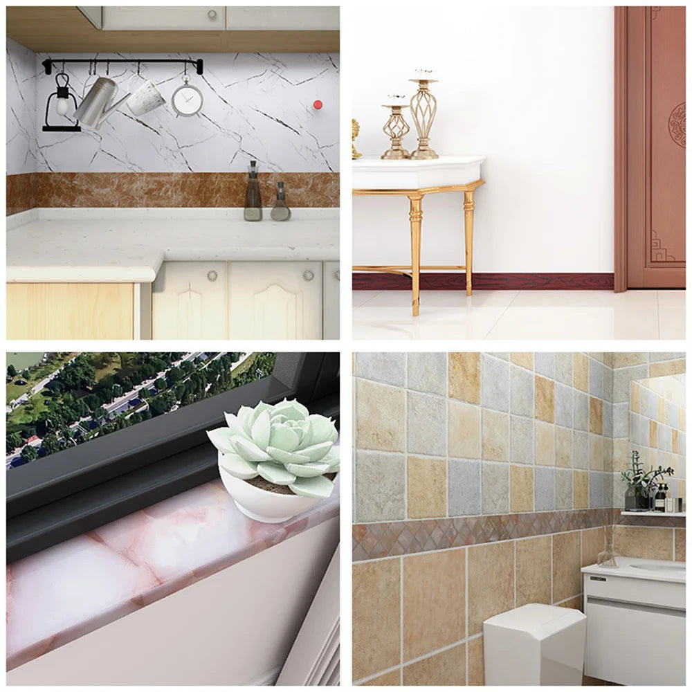5M Skirting Line Wall Sticker Imitation Wood Pattern Self-adhesive PVC Sticker Living Room Corner Decals