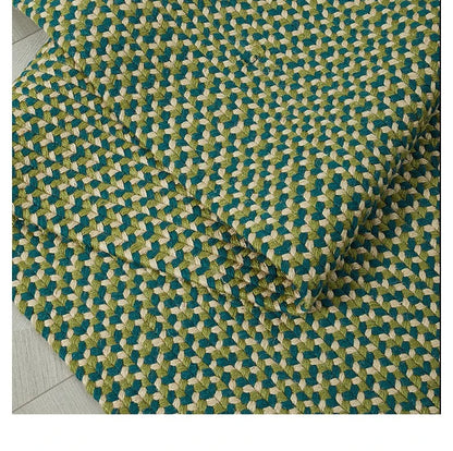 Green Hand Woven Cotton Carpet Living Room Light Luxury Modern Villa Area Rug Decor Home Study Non-slip Mat Bedroom Rug Large