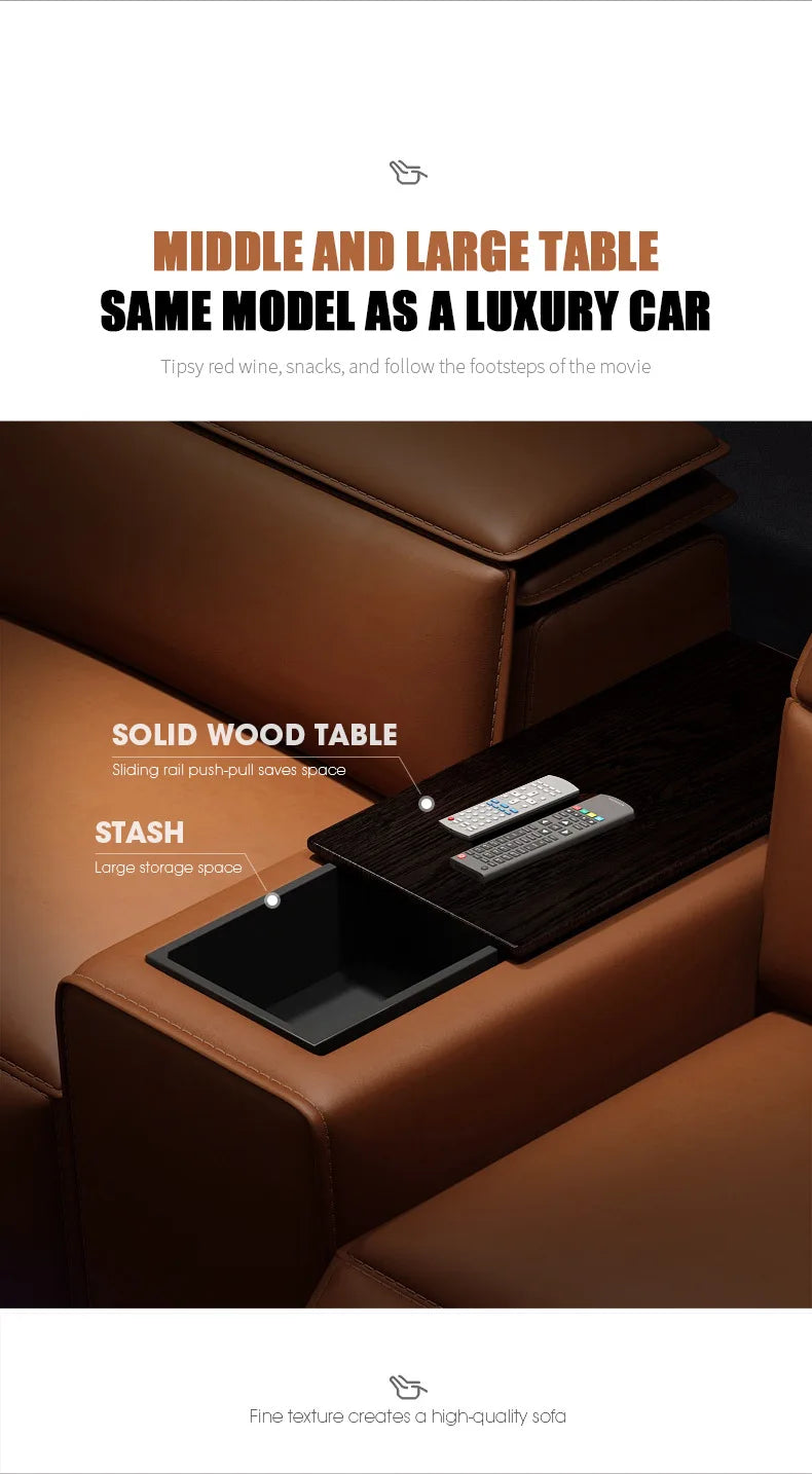 Modern Multifunctional Electric Recliner Sofa Home Theater Video Room Genuine Leather Fabric Wood for Living Video Hall