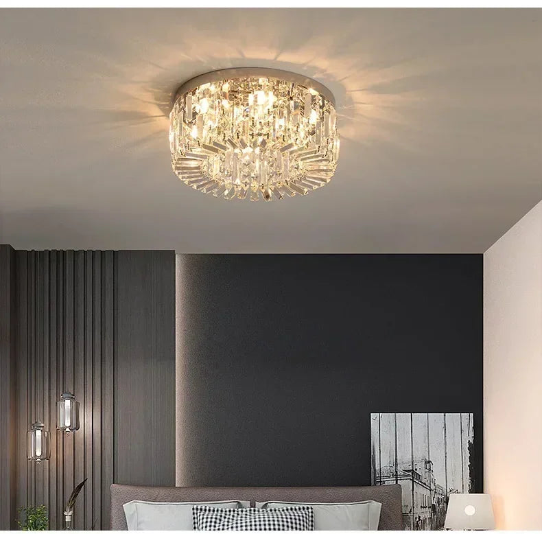 Luxury Modern Minimalist Crystal Glass Round Ceiling Chandelier for  Living Room Bedroom Study Led Indoor Lighting Decor