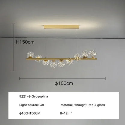 Modern Led Long Ceiling Chandelier Suspension Glass Balls Dining Table Room Kitchen Home Decor Hanging Lamp Front Desk Lights