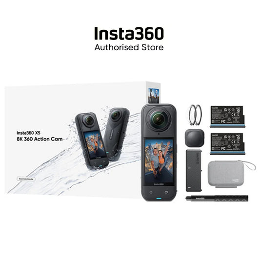 2025 New Arrival - Insta360 X5 360 Action Camera Essentials Bundle New Wind Guard 185 mins Run Time