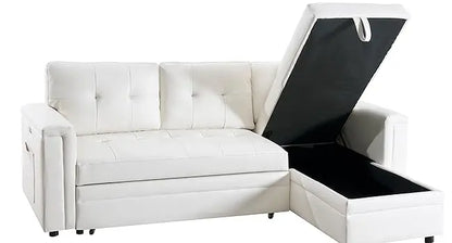 Sofa Beds, with USB Ports-L-Shaped Couch Convertible Pull-Out Bed,Timeless Design,Sturdy Construction, Air Leather Sofas
